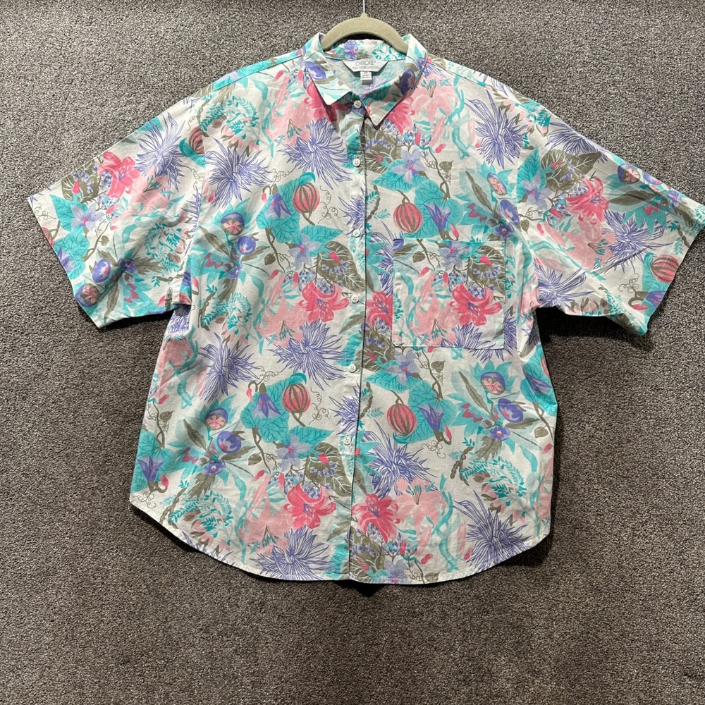 VTg 90s Cherokee Floral Button Up Blouse Top Women 20 Cotton Cottagecore USA